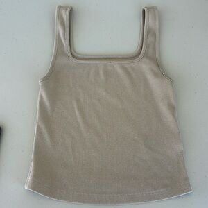 tan square neck tank top